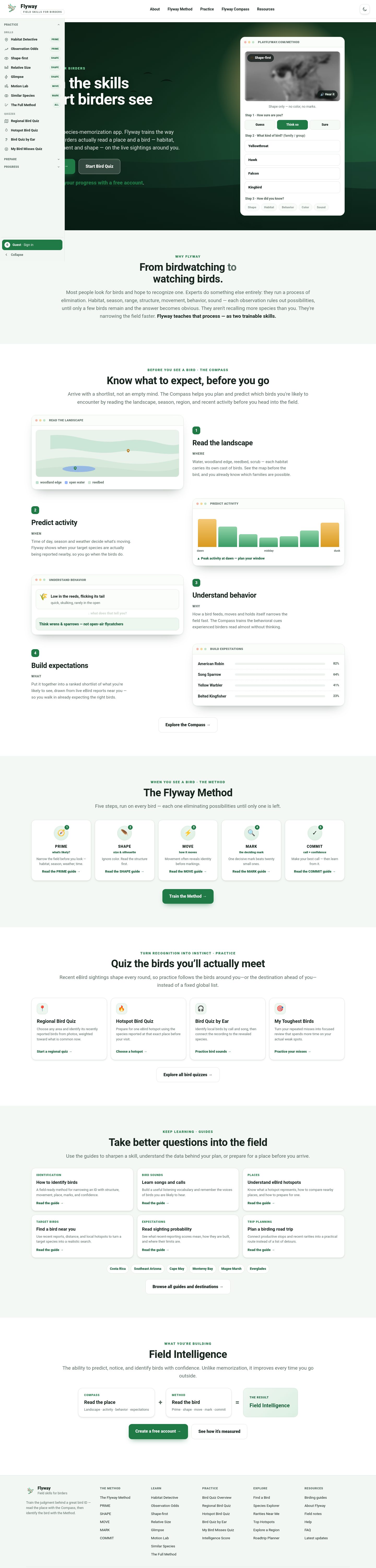 Flyway homepage — desktop full-page review