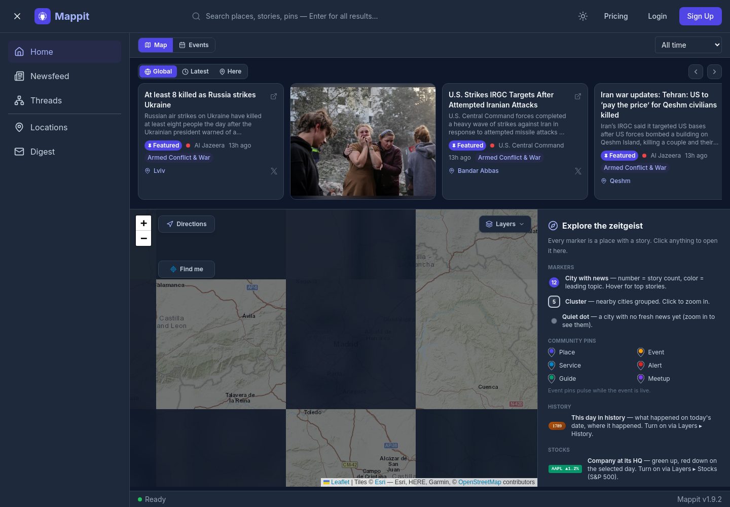 mappit.ai desktop homepage after load
