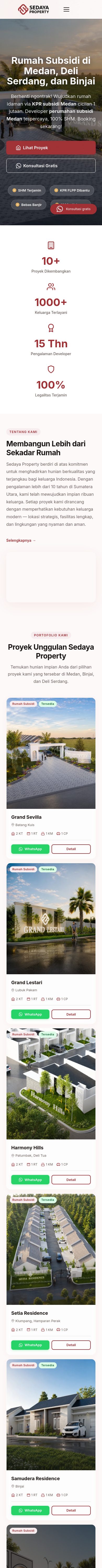 Sedaya homepage mobile view showing the hero and project content