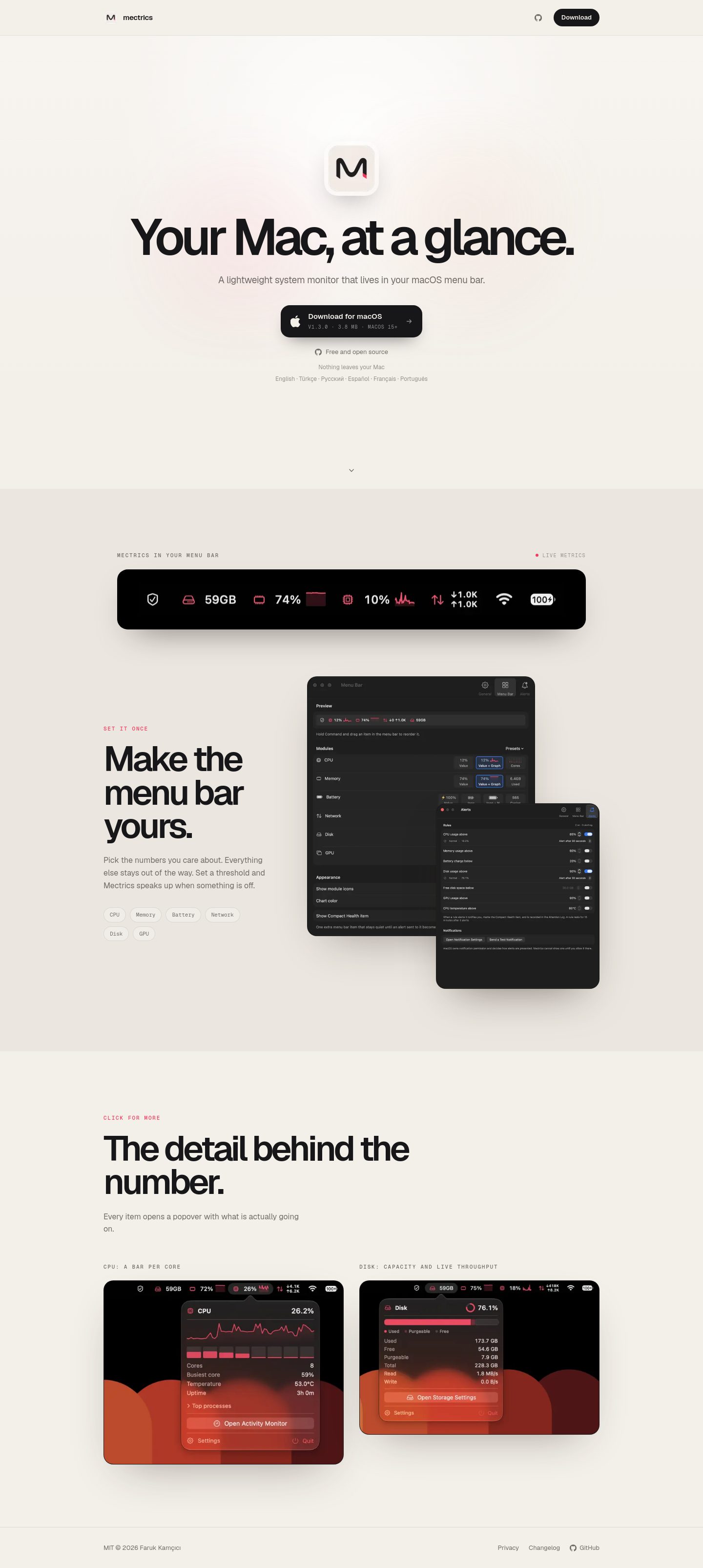 mectrics.app desktop full page