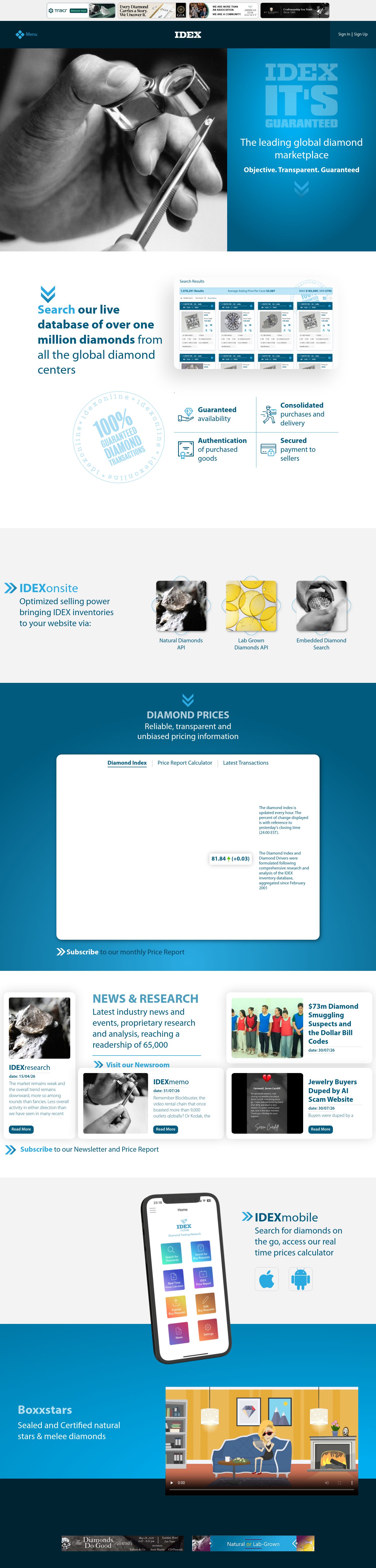 IDEX website reference — desktop full-page capture