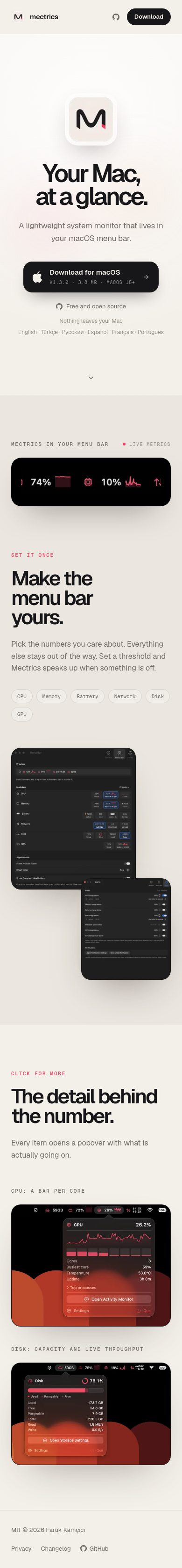 mectrics.app mobile full page