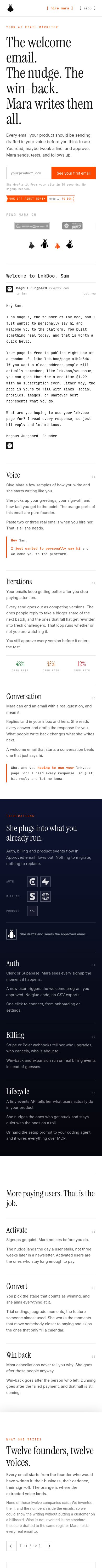Hiremara homepage — mobile full page